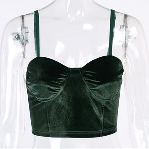 Velvet U-Shaped Inside With A Slim Backless Strap Wrapped Chest Green, Small──★